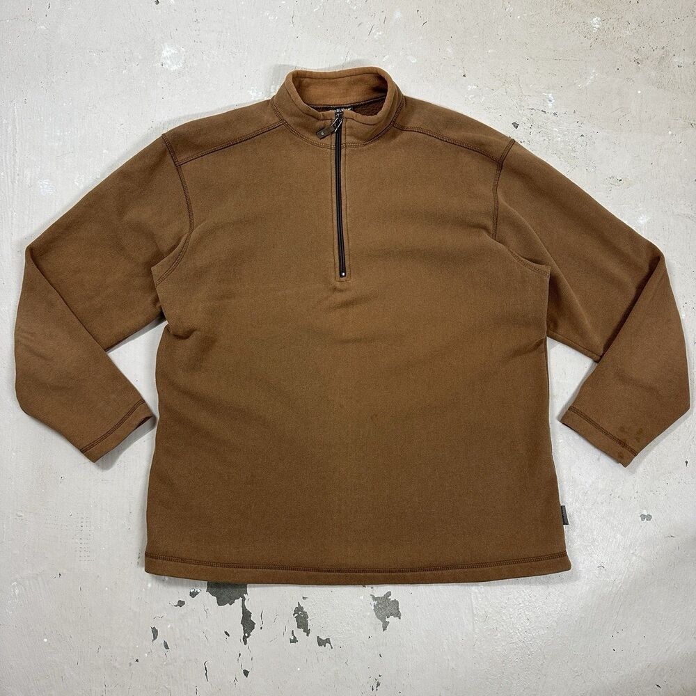 Vintage Woolrich Large 1/4 Zip Mock Neck Sweatshirt Orange Made in Canada